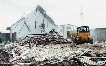 Image result for images of church being bulldozed